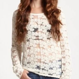 Free People Ivory Lace Floral Top Sold